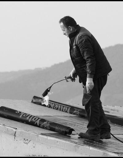 Man working on a roof in Turkey