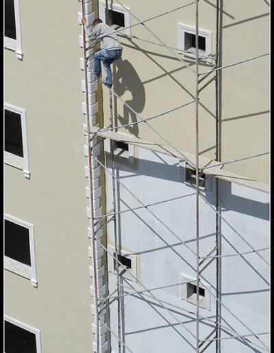 Man working on a scaffold in Turkey
