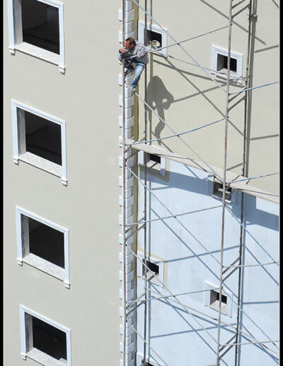 Man working on a scaffold in Turkey